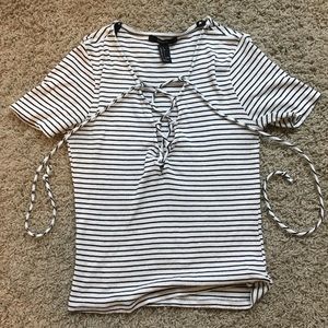 Forever 21 striped tie-front tshirt